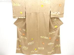 大正ロマン　紋錦紗　楓に菊・橘模様刺繍着物